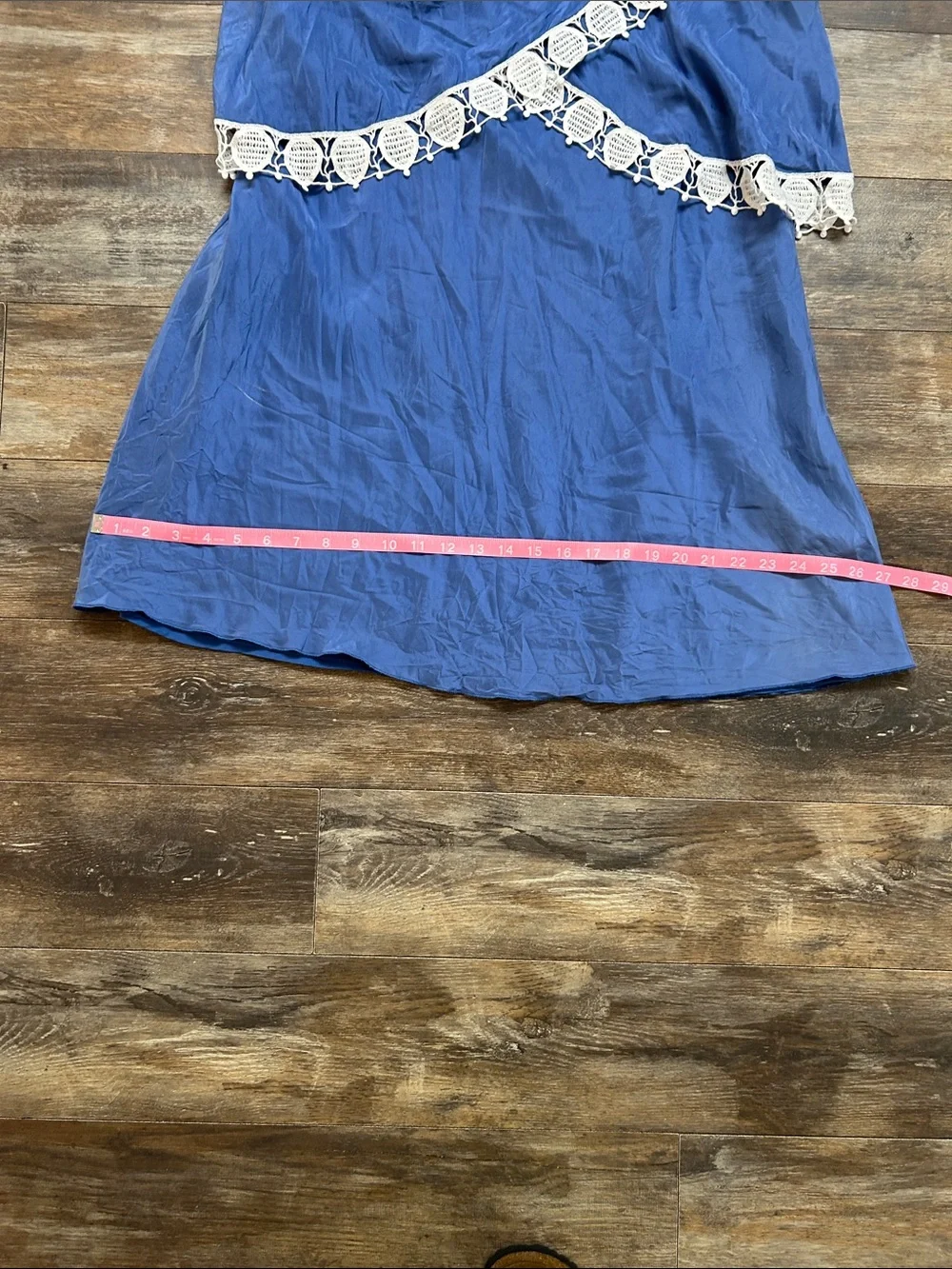 Tory Burch Blue Sleeveless Dress with White Lace Trim